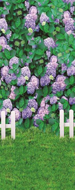 3D purple flowers grassland fence door mural Wallpaper AJ Wallpaper