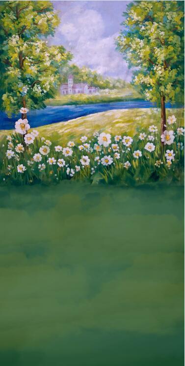 3D painting for flowers and trees door mural Wallpaper AJ Wallpaper