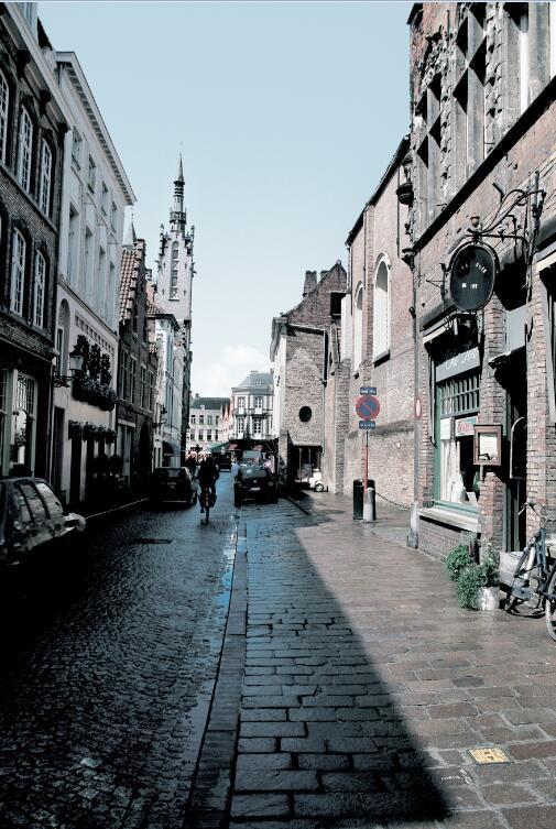 3D street architecture tall buildings door mural Wallpaper AJ Wallpaper