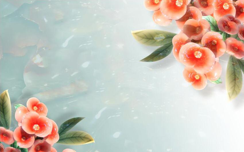3D Jade sculpture red flower Wallpaper AJ Wallpaper 1