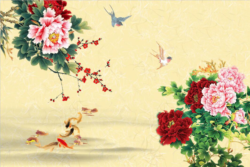 3D Bright retro flower pattern Wallpaper AJ Wallpaper 1