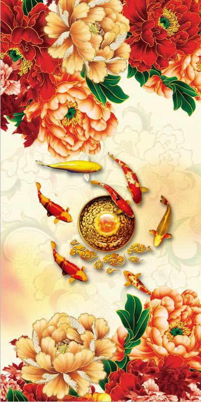 3D Flowers large red fish Wallpaper AJ Wallpaper 1