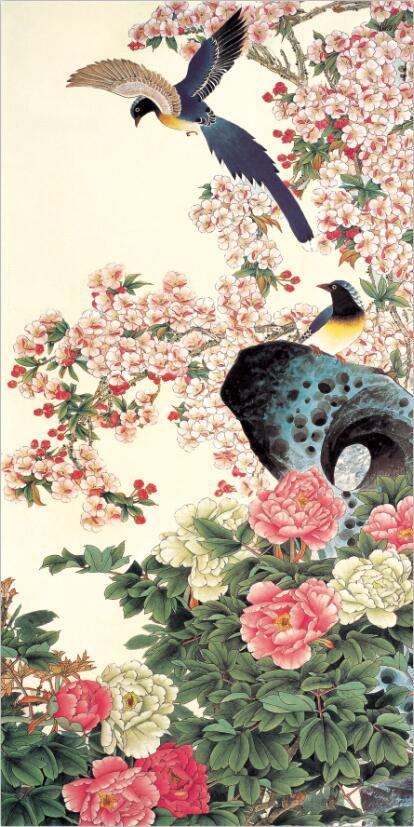 3D Retro Bird Flower painting Wallpaper AJ Wallpaper 1