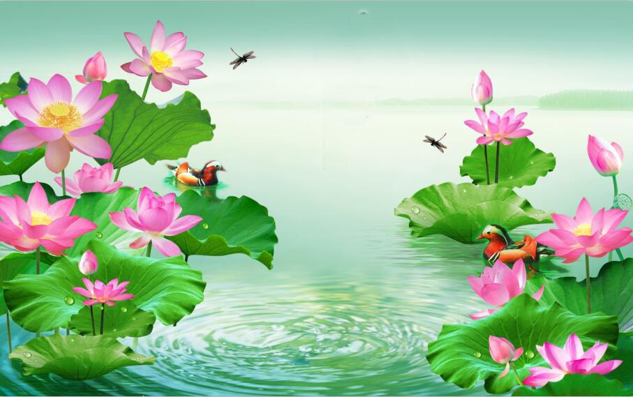3D Flower Green Lake Nature Wallpaper AJ Wallpaper 1