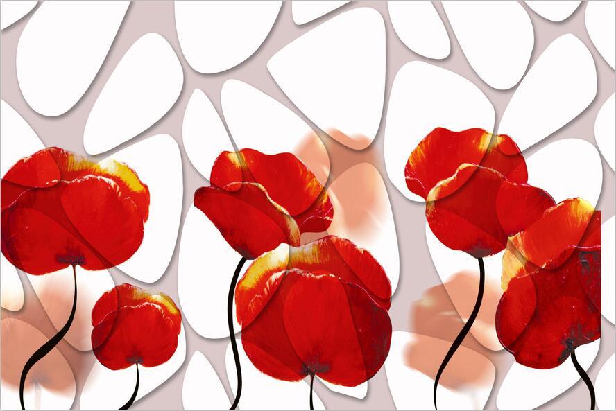 3D Texture red flower decals Wallpaper AJ Wallpaper 1