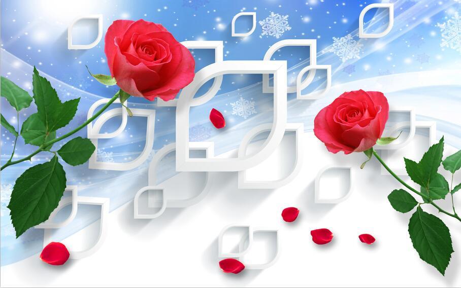 3D Fresh red flower rose Wallpaper AJ Wallpaper 1