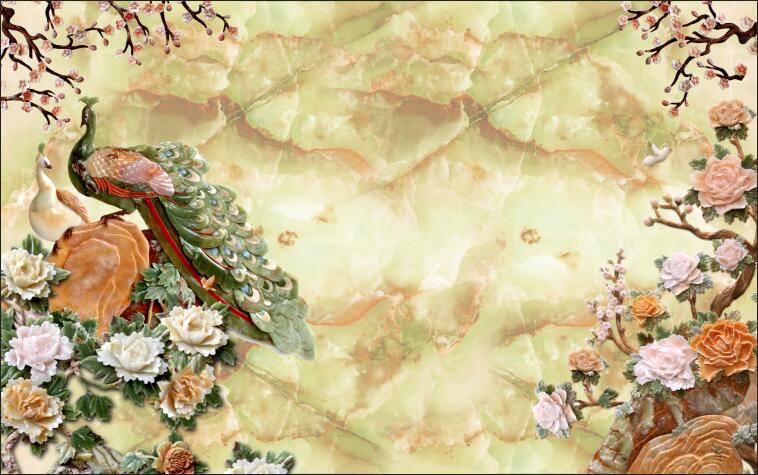 3D Animal peacock carving Wallpaper AJ Wallpaper 1