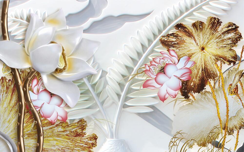 3D Decals gold carving Wallpaper AJ Wallpaper 1