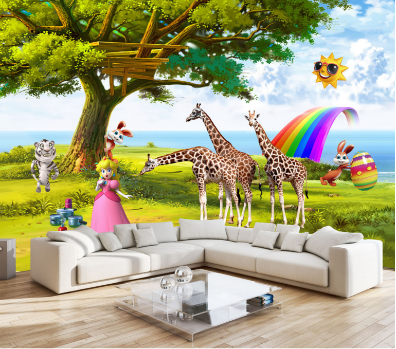 3D Giraffe Rainbow 270 Wallpaper AJ Wallpaper