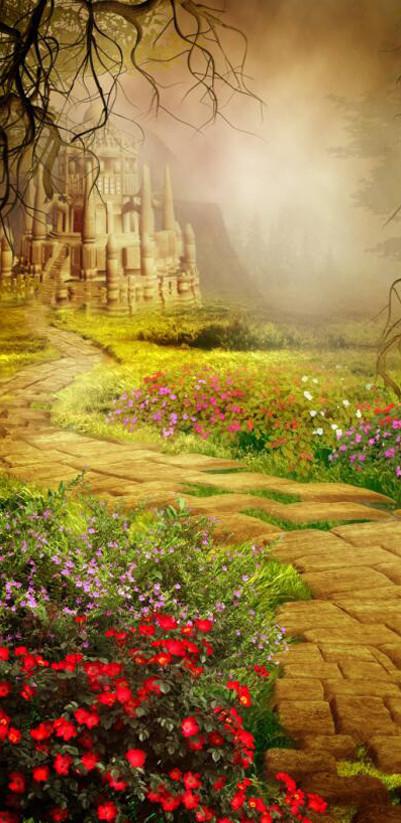 3D castle in the forest door mural Wallpaper AJ Wallpaper
