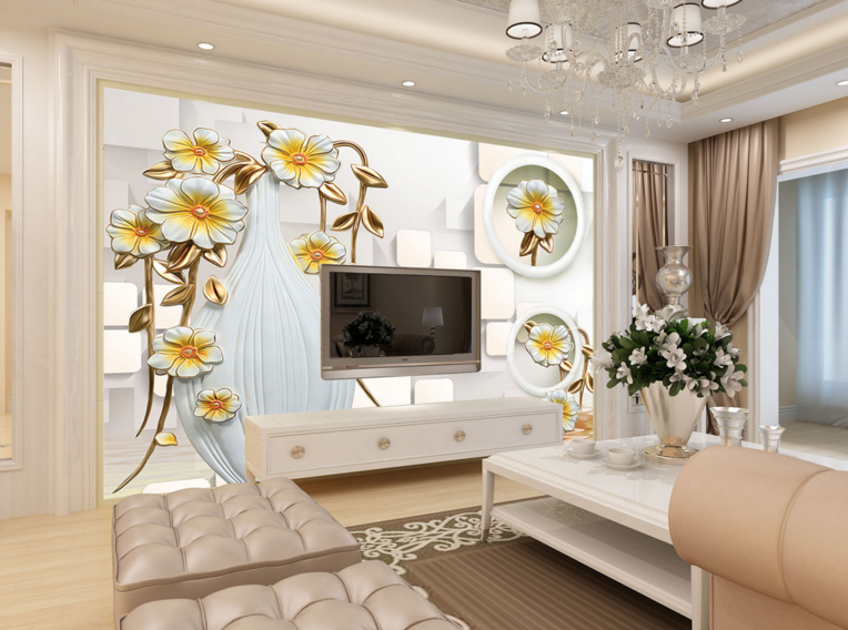 3D Vase Flower 238 Wallpaper AJ Wallpaper