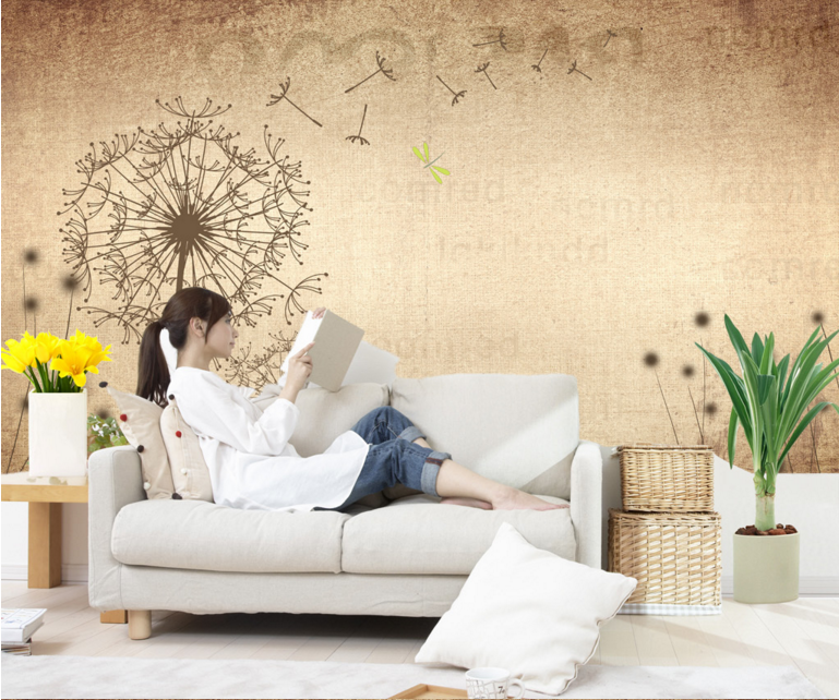 3D Dragonfly Dandelion 212 Wallpaper AJ Wallpaper