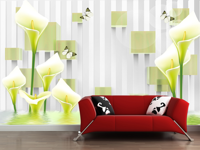 3D Lily Butterfly 114 Wallpaper AJ Wallpaper