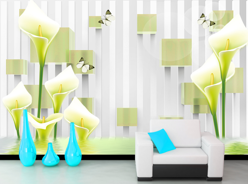 3D Lily Butterfly 114 Wallpaper AJ Wallpaper