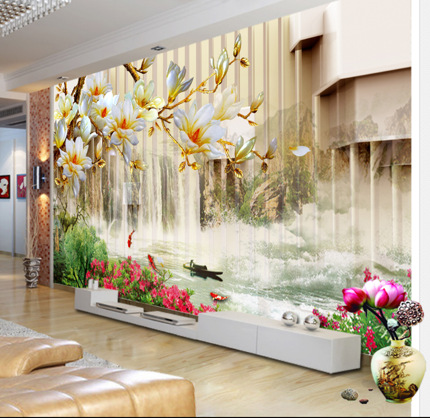 3D Boat Flower 109 Wallpaper AJ Wallpaper