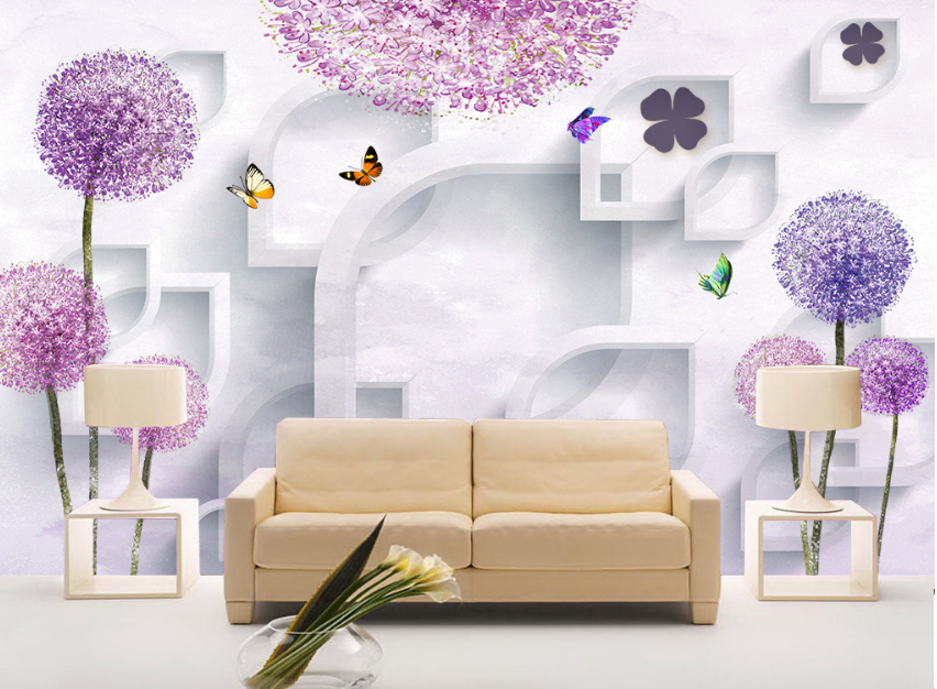 3D Dandelion Butterfly 095 Wallpaper AJ Wallpaper