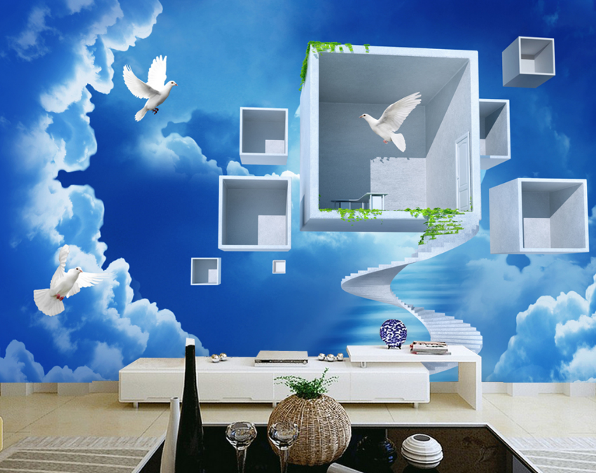 3D Pigeon Sky 070 Wallpaper AJ Wallpaper