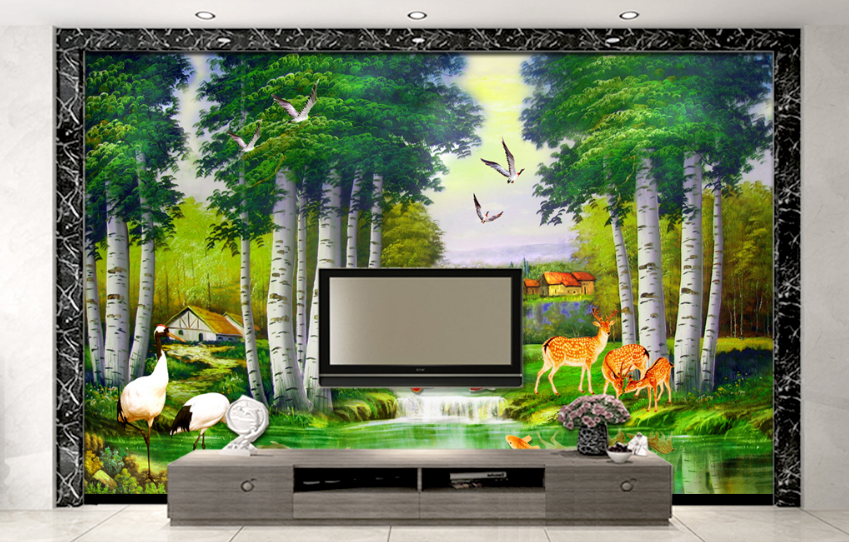 3D Sika Deer Bird 016 Wallpaper AJ Wallpaper