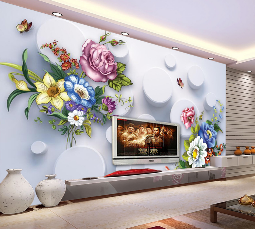 3D Bouquet Butterfly 582 Wallpaper AJ Wallpaper