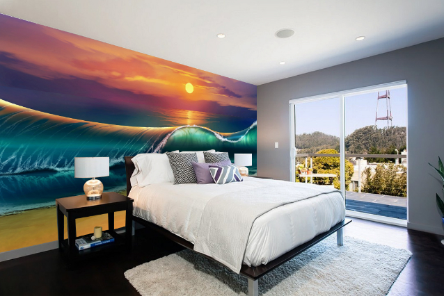 3D Waves Sunset 481 Wallpaper AJ Wallpaper