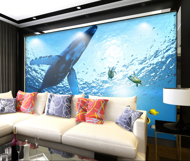3D Whale Sea Turtle 420 Wallpaper AJ Wallpaper