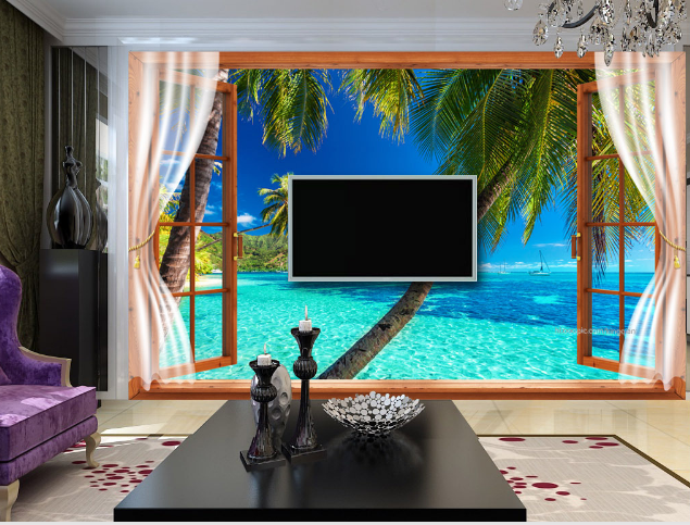 3D Coconut Sea 339 Wallpaper AJ Wallpaper