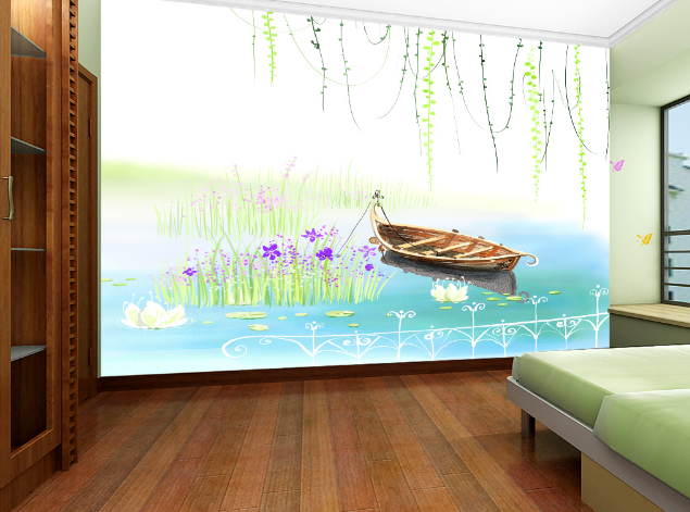 3D Small Boat 316 Wallpaper AJ Wallpaper