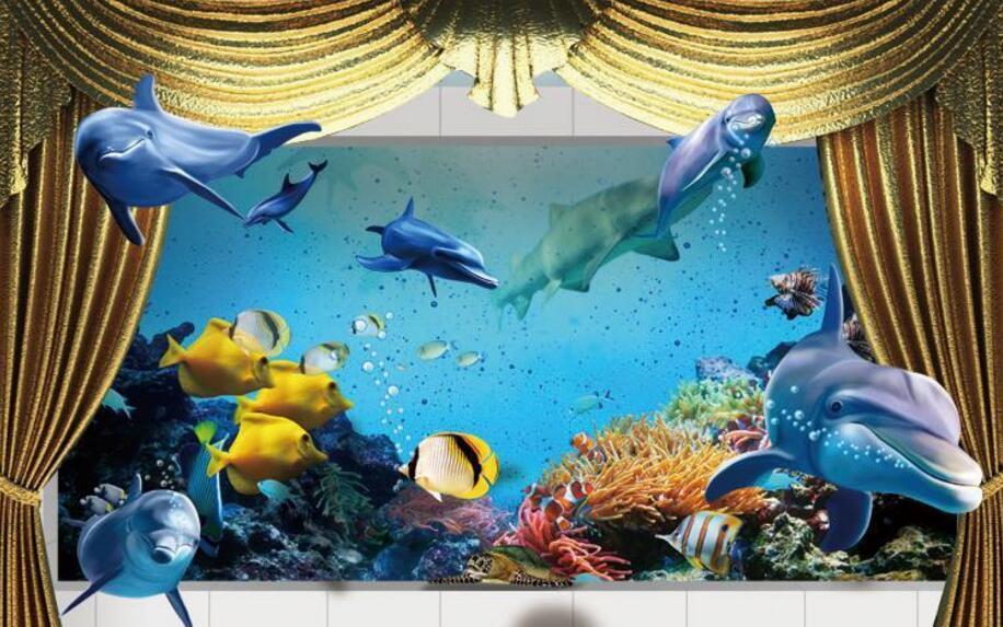 3D Ocean World 908 Curtains Drapes Wallpaper AJ Wallpaper