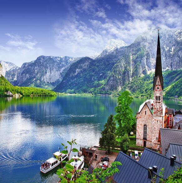 3D Mountain Lake Town 848 Curtains Drapes Wallpaper AJ Wallpaper