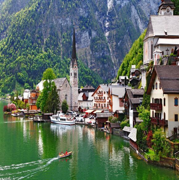 3D Mountain Lake Town 852 Curtains Drapes Wallpaper AJ Wallpaper