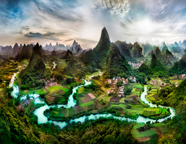 3D Mountains River Farmland Scenery 1138 Curtains Drapes Wallpaper AJ Wallpaper