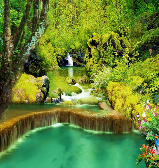 3D Green Forest River 1139 Curtains Drapes Wallpaper AJ Wallpaper