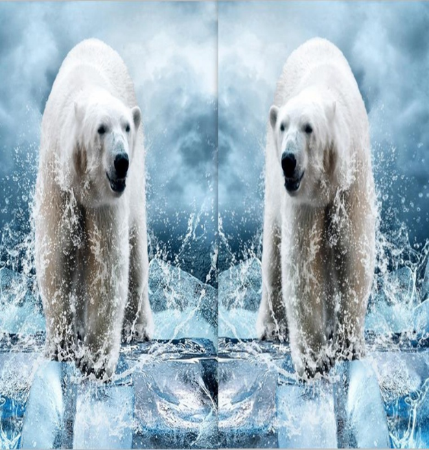 3D Ice Blocks Polar Bears 1129 Curtains Drapes Wallpaper AJ Wallpaper