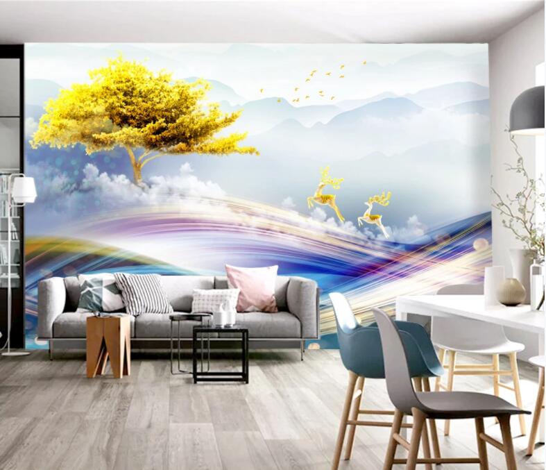 3D Fawn Jumping WC2698 Wall Murals