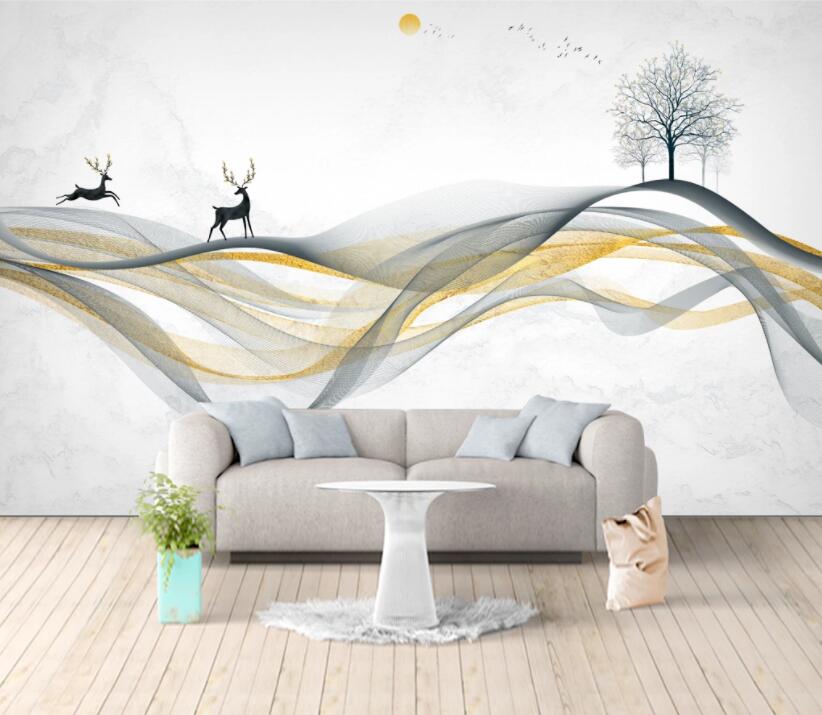 3D Black Fawn Tree WC2470 Wall Murals