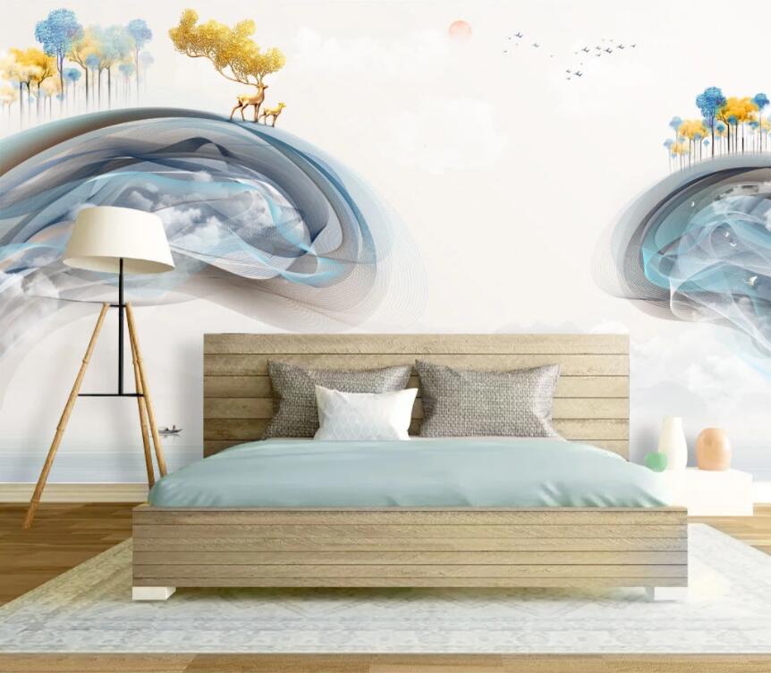 3D Golden Elegant Deer WC2148 Wall Murals