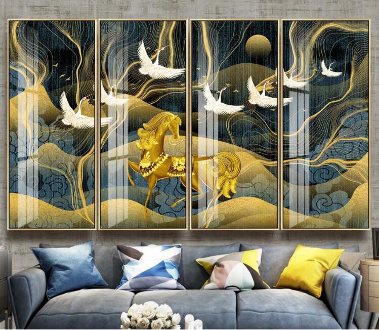 3D Crane Horse WC2364 Wall Murals