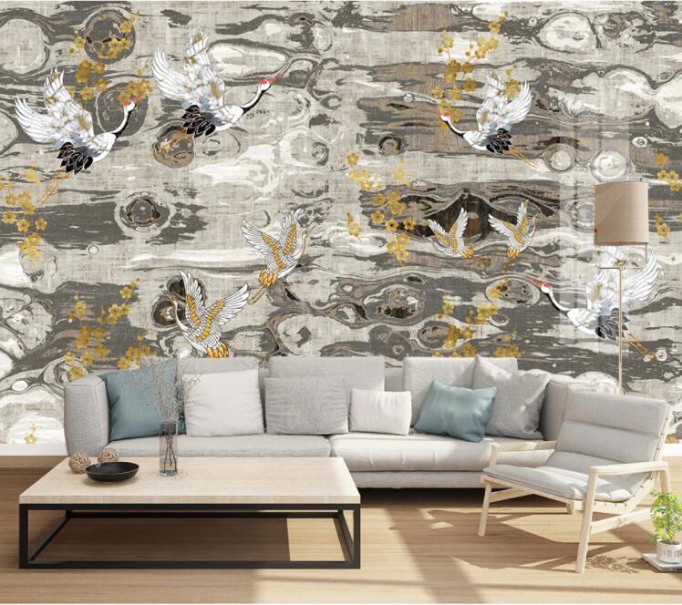 3D Crane Painting WC2230 Wall Murals