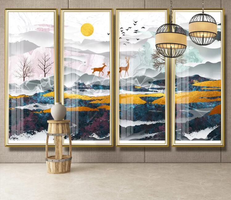 3D Sun Stone Tree WC2003 Wall Murals