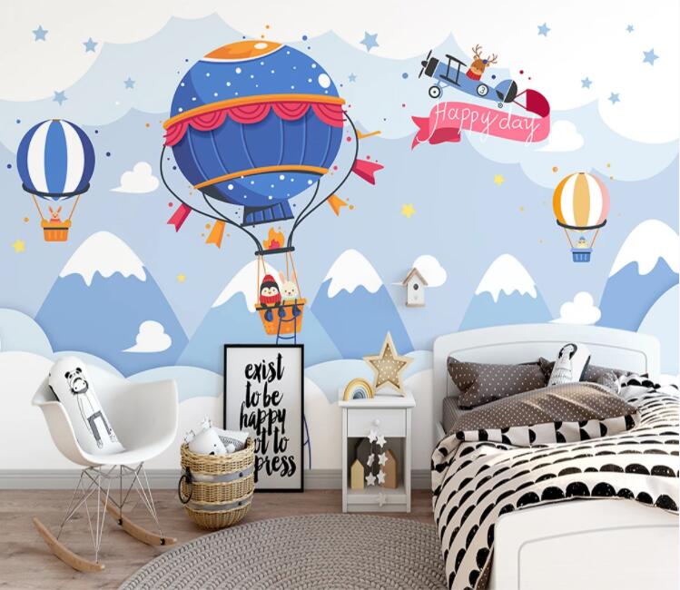 3D Snow Balloon Rabbit WC2333 Wall Murals