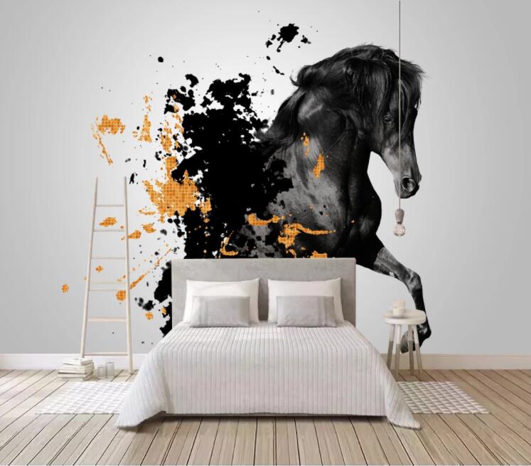 3D Black Horse WC2164 Wall Murals