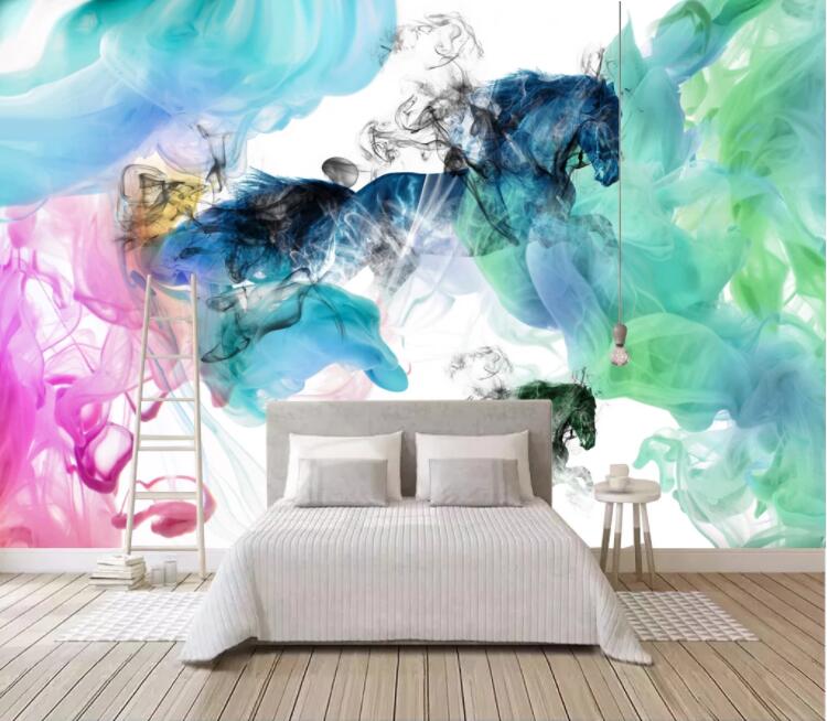 3D Horse Black Mist WC1617 Wall Murals
