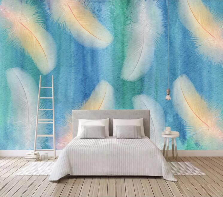 3D Yellow Feather WC1613 Wall Murals