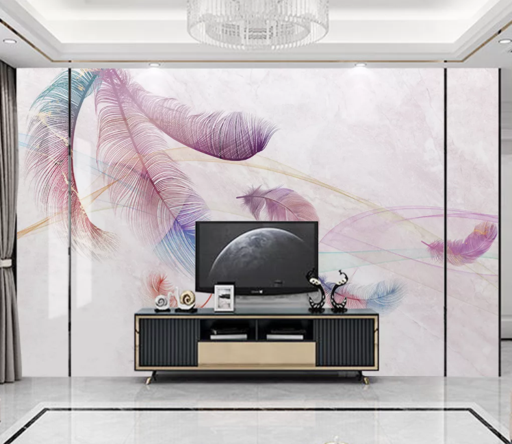 3D Purple Feathers WC2539 Wall Murals