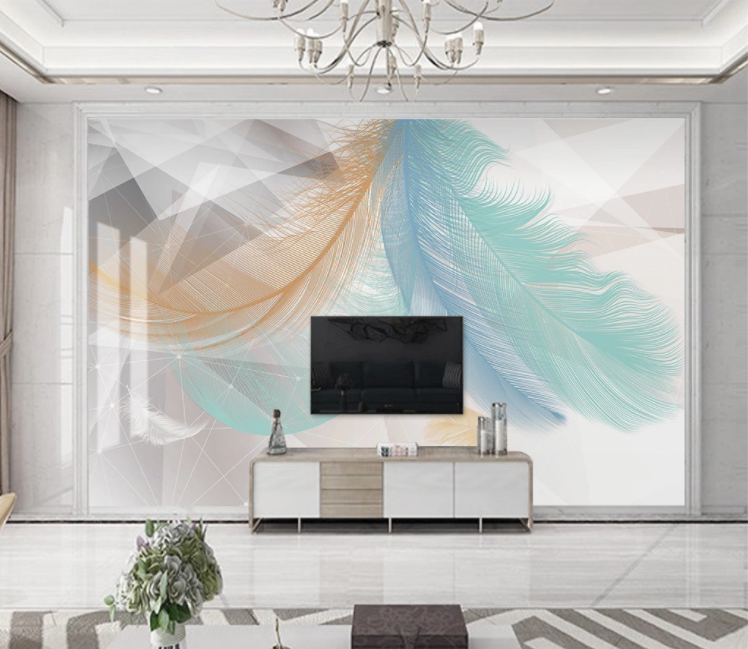 3D Green Feather WC2504 Wall Murals
