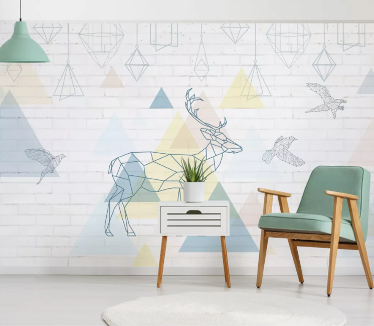 3D Blue Triangle WC1127 Wall Murals