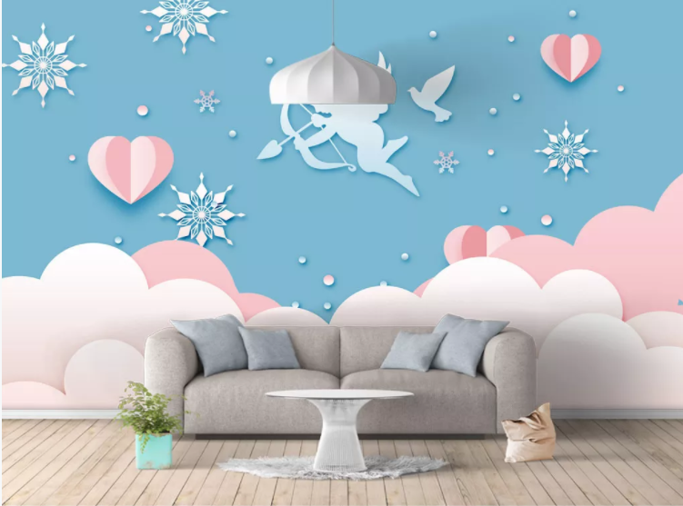 3D Cupid Snowflake WC891 Wall Murals