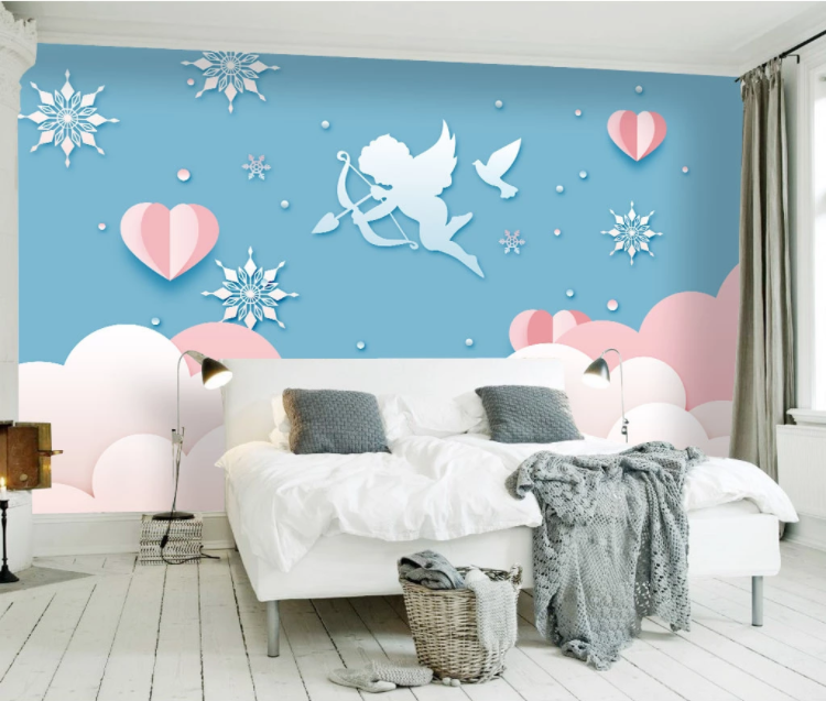3D Cupid Snowflake WC891 Wall Murals