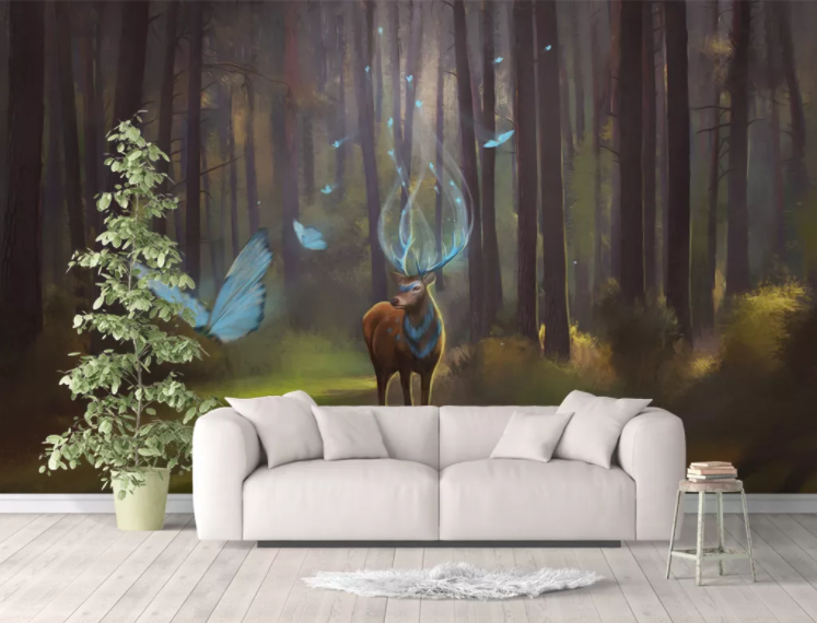3D Forest Elk WC773 Wall Murals