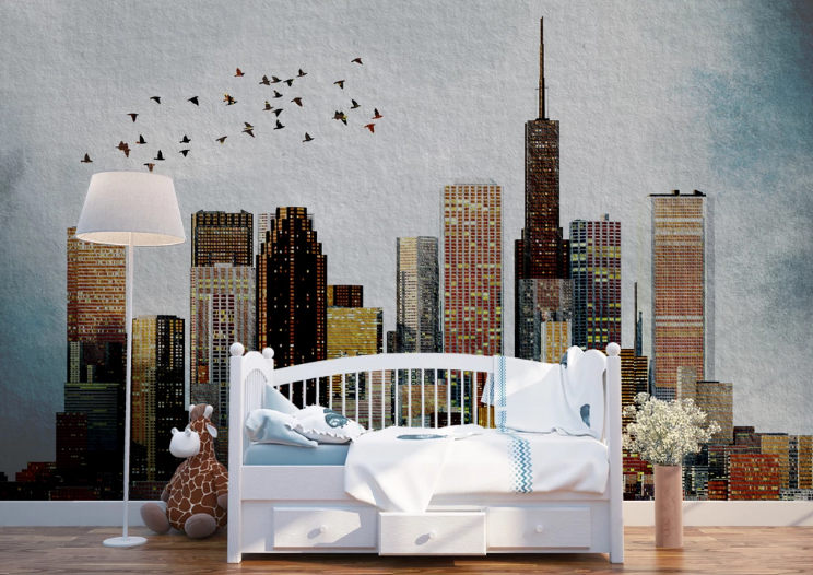 3D Urban Bird Flock WC2282 Wall Murals